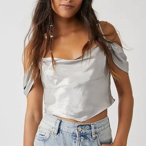 NWT Free People Cassandra Metallic Cropped Top